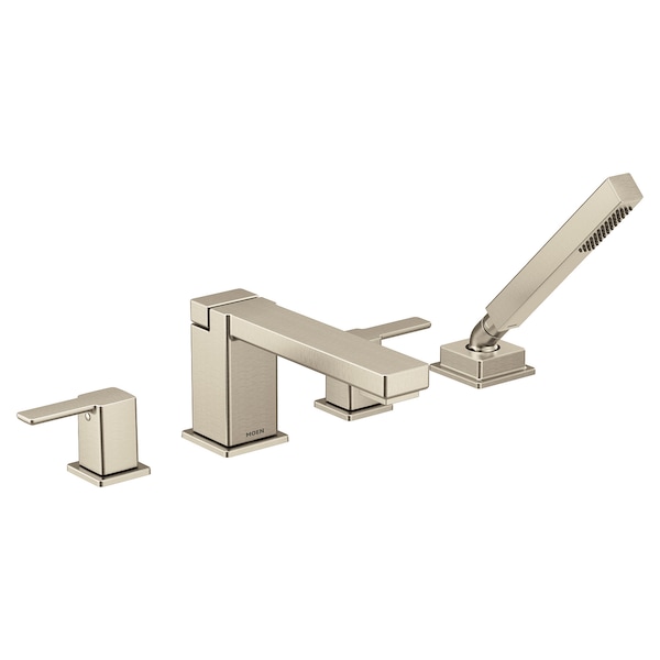 Two-Handle Roman Tub Faucet Includes Hand Shower Brushed Nickel